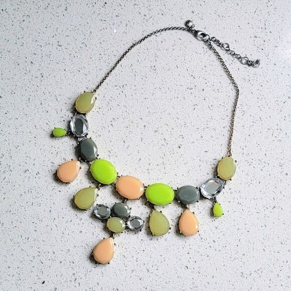 COPY - J. Crew Peachy Keen Lime Green Bib Statement Jewel Crystal Dangling Neck… - Picture 4 of 10